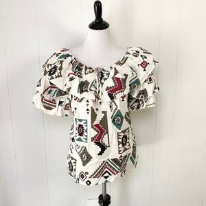 VTG Western Collection Off Shoulder Ruffle Peasant Shirt M Square Dance Western